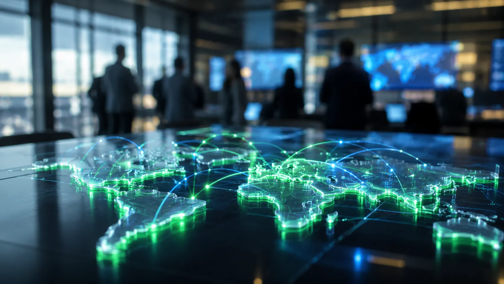Rural Aggregator Model - A professional B2B editorial photograph of a digital command center dashboard tracking global commodity supply chains and provenance data