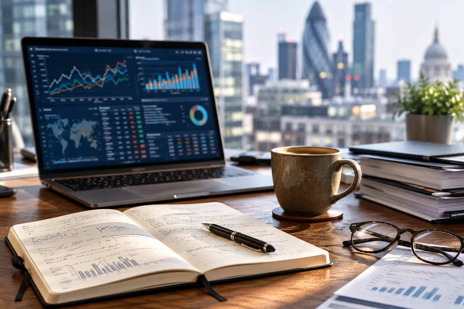 Data financial analysis screens illustrating public sector labor costs and UK fiscal policy